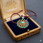 Handcrafted 925 Sterling Silver Turquoise Pendant with Natural Diamonds