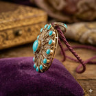 Handcrafted 925 Sterling Silver Turquoise Pendant with Natural Diamonds