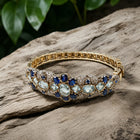 Luxurious Blue Sapphire And Brazilian Aquamarine Cuff Bracelet - Statement Diamond Accent Jewelry for Women