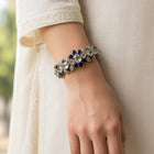 Luxurious Blue Sapphire And Brazilian Aquamarine Cuff Bracelet - Statement Diamond Accent Jewelry for Women
