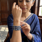 Handcrafted Bracelet with Natural Polki, Blue Sapphire & Diamonds | One-of-a-Kind Luxury Silver Jewelry