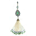 Handcrafted Emerald & Blue Sapphire Tassel Pendant – Sterling Silver & Pearl Accents