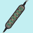 Handcrafted Jharokha-Style Sterling Silver Cuff with Zambian Emeralds & Melee Diamonds – Antique Fabric Base Design