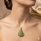 Handcrafted Peridot & Diamond Statement Pendant – Sterling Silver & Gold Accents