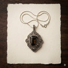 Handcrafted Smoky Quartz Diamond Pendant in Sterling Silver – Vintage Style