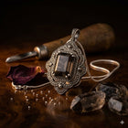 Handcrafted Smoky Quartz Diamond Pendant in Sterling Silver – Vintage Style