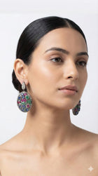 Handcrafted Sterling Silver Earrings with Kyanite, Rubies & Diamonds – Luxury Designer Gemstone Jewelry