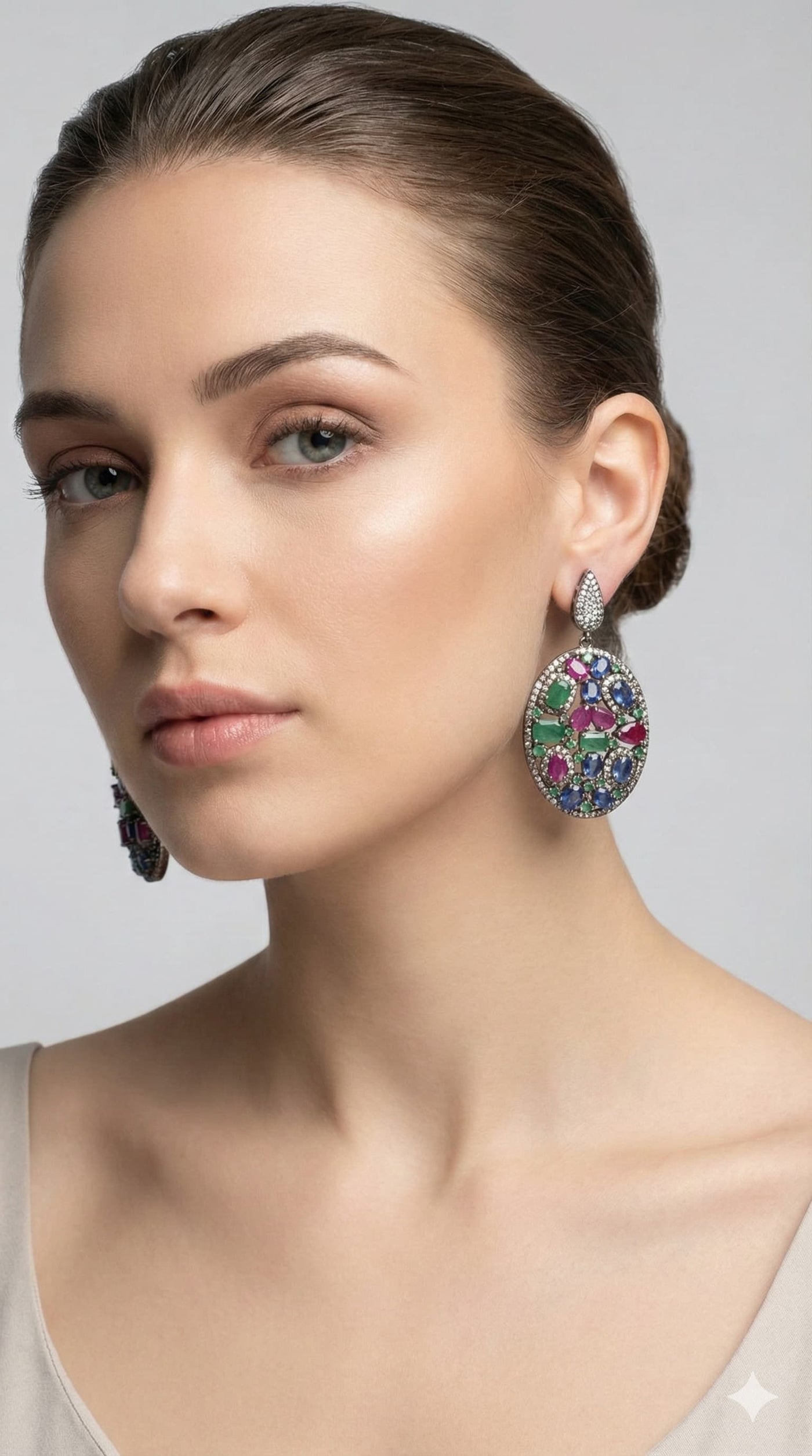 Handcrafted Sterling Silver Earrings with Kyanite, Rubies & Diamonds – Luxury Designer Gemstone Jewelry