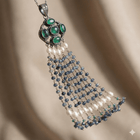 Handcrafted Sterling Silver Emerald Tassel Pendant with Zambian Emeralds & Diamonds