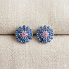 Handcrafted Vintage Amethyst & Blue Sapphire Earrings in Sterling Silver