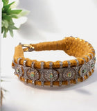 Handcrafted Vintage-Style Sterling Silver Bracelet with Zambian Emeralds & Melee Diamonds – Antique Fabric Base Design