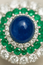 Handmade Sterling Silver 925 Ring | Emerald, Sapphire & Diamond Statement Jewelry