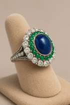 Handmade Sterling Silver 925 Ring | Emerald, Sapphire & Diamond Statement Jewelry