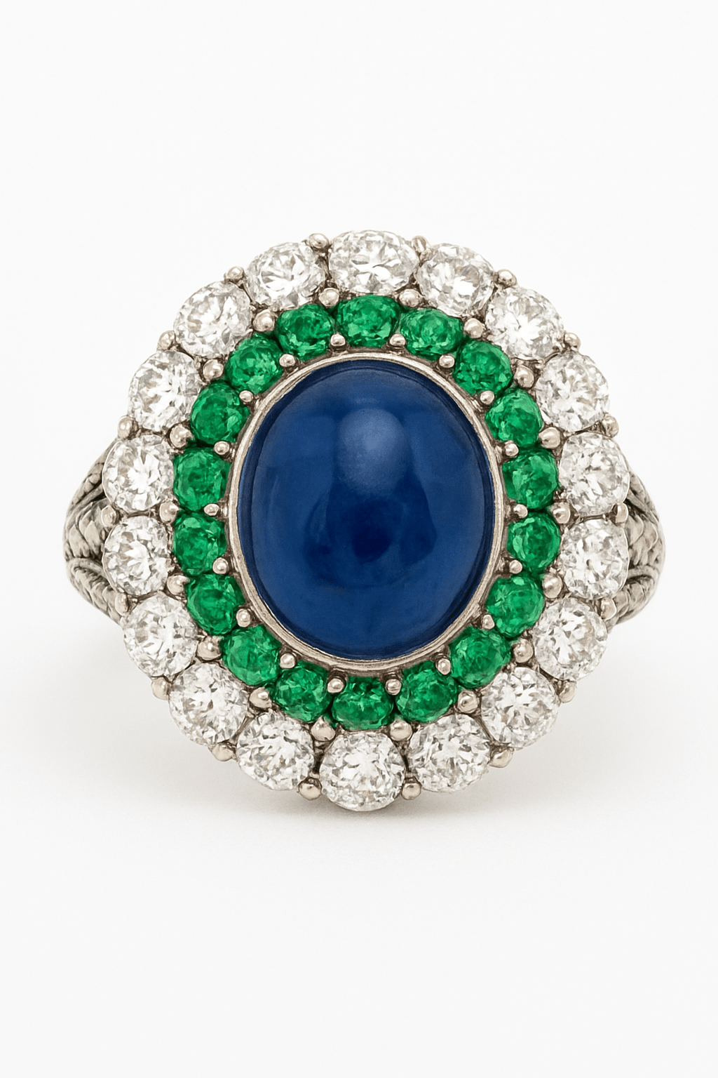 Handmade Sterling Silver 925 Ring | Emerald, Sapphire & Diamond Statement Jewelry