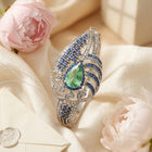 Handmade Sterling Silver Bangle with Fluorite, Blue Sapphires & Diamonds