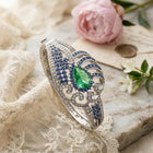 Handmade Sterling Silver Bangle with Fluorite, Blue Sapphires & Diamonds
