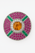 Handmade Sterling Silver Ring | Emerald, Ruby, Citrine & Diamond Statement Jewelry