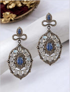 Modern Designer Earrings in Sterling Silver with Moonstone, Kyanite & Diamonds – Handcrafted Luxury Jewelry