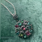 Luxurious Multi-Tourmaline and Diamond Statement Pendant in Silver