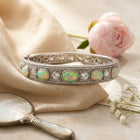 Luxury Handcrafted Bracelet with Opal, Polki & Diamonds in Sterling Silver | Limited Edition Mughal Victorian Jewelry