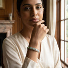 Luxury Handcrafted Bracelet with Opal, Polki & Diamonds in Sterling Silver | Limited Edition Mughal Victorian Jewelry