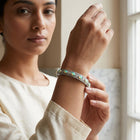 Luxury Handcrafted Bracelet with Opal, Polki & Diamonds in Sterling Silver | Limited Edition Mughal Victorian Jewelry