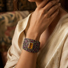 Mughal Style Citrine & Ruby Bracelet with 14K Gold Clasp