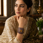 Mughal Style Citrine & Ruby Bracelet with 14K Gold Clasp