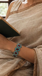 Mughal Style Garnet & Persian Turquoise Bracelet with Diamonds