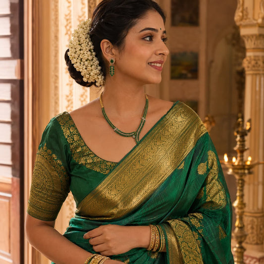 Mughal Style Zambian Emerald & Diamond Necklace and Earring Set - Antiqa Handcrafted