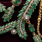 Mughal Style Zambian Emerald & Diamond Necklace and Earring Set