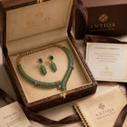 Mughal Style Zambian Emerald & Diamond Necklace and Earring Set
