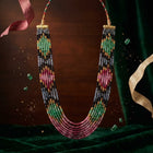 Multi Precious Stone Seven String Necklace - Ruby, Emerald & Sapphire