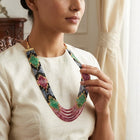 Multi Precious Stone Seven String Necklace - Ruby, Emerald & Sapphire
