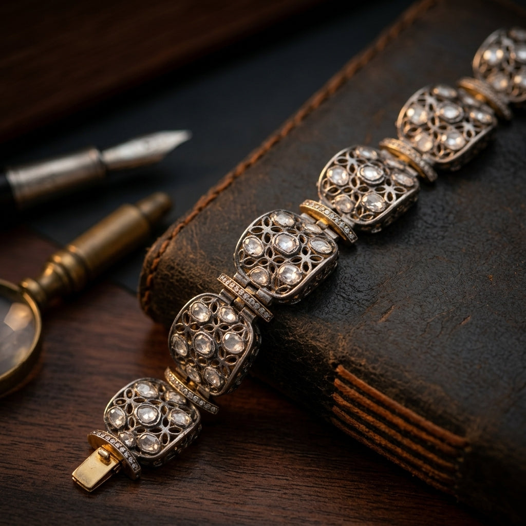 one of a kind polki bracelet artisan craftsmanship detail