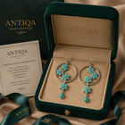 Persian Turquoise Drop Earrings in Sterling Silver