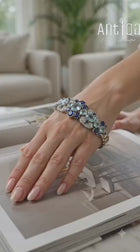 Luxurious Blue Sapphire And Brazilian Aquamarine Cuff Bracelet - Statement Diamond Accent Jewelry for Women