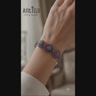Handcrafted Sterling Silver Bracelet with African Amethyst & Zambian Emerald Gemstones