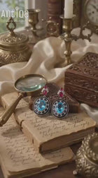 Victorian London Blue Topaz Earrings with Ruby, Sapphire & Diamond