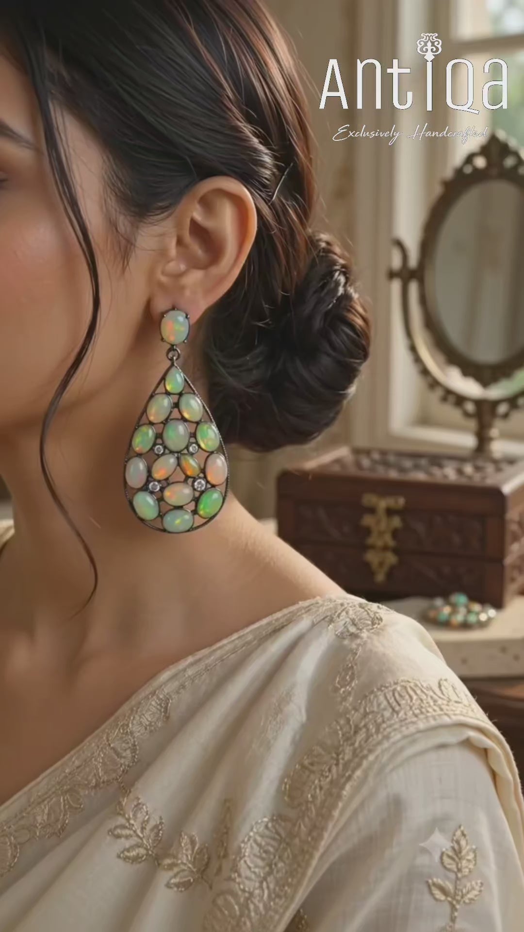 Ethiopian Opal Earrings with Melee Diamonds