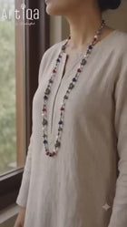 Handcrafted Sterling Silver Gemstone Necklace with Pearls, Ruby, Lapis Lazuli & Aquamarine