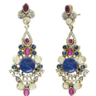 Regal Handmade Earrings with Lapis Lazuli, Ruby & Polki Diamonds
