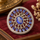 Saucer Shaped Tanzanite Statement Ring with Diamonds