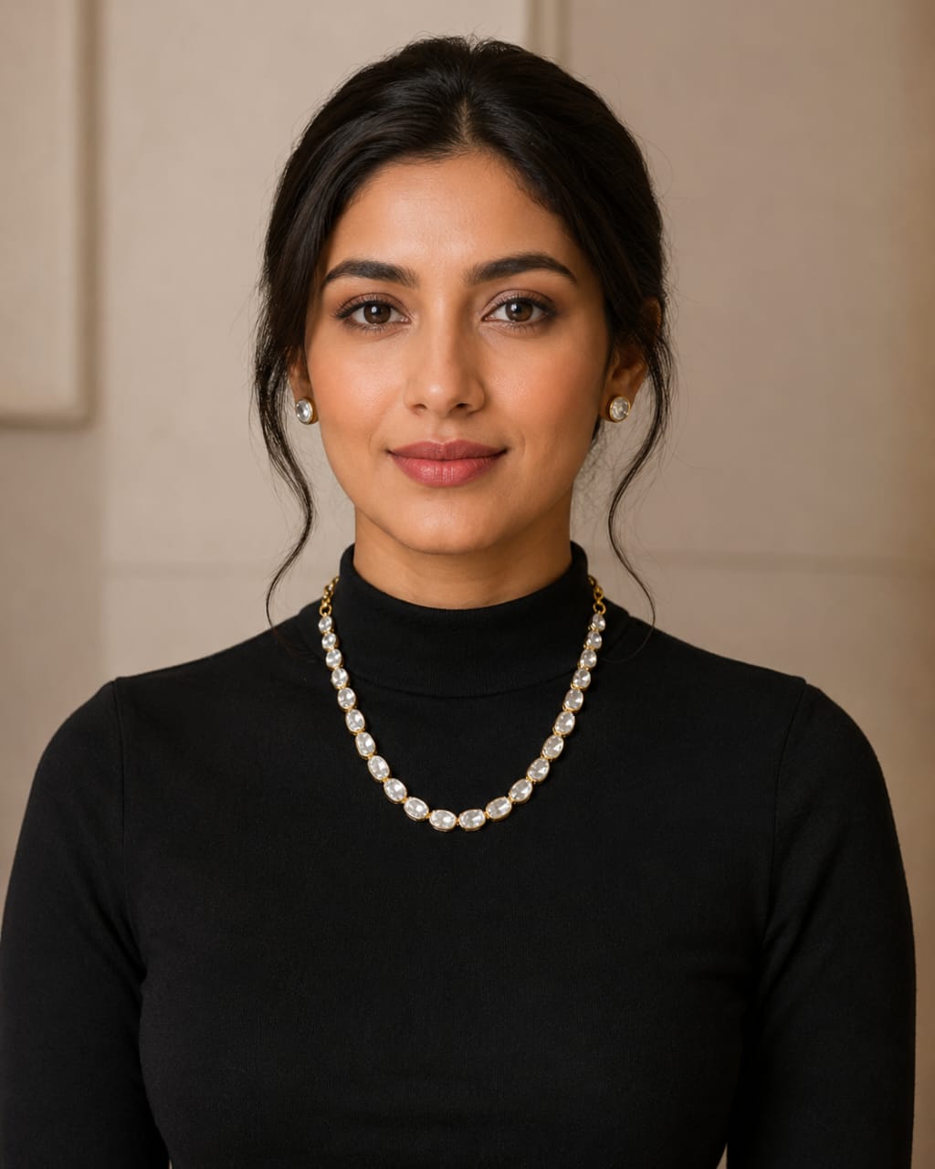 Minimalist Diamond Polki Necklace in Sterling Silver