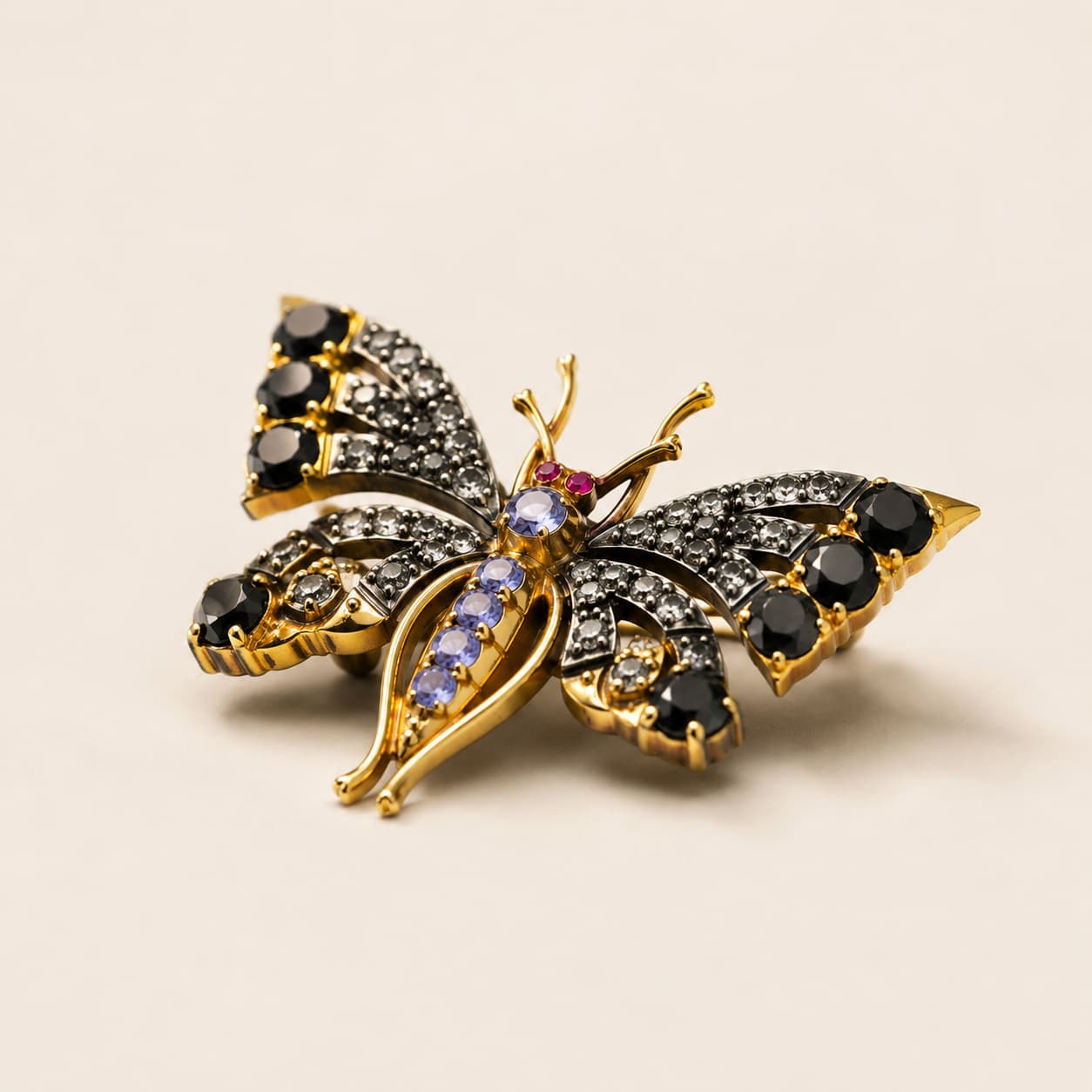 Butterfly Brooch with Sapphire, Tanzanite & Diamonds