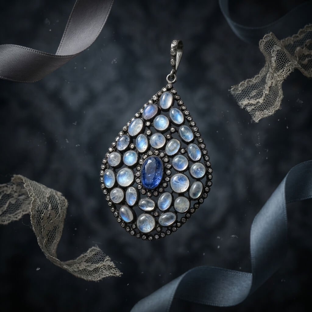 silver moonstone pendant
