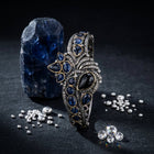 Sterling Silver Bangle with Thailand Sapphires & Diamonds