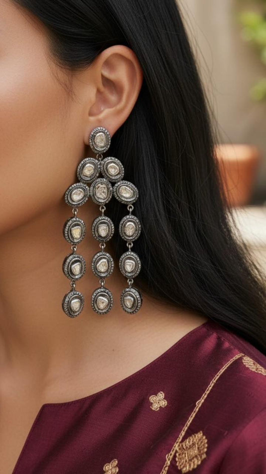 sterling silver polki earrings