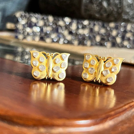 Stunning Beautiful Butterfly Polki Earrings - Elegant Handcrafted Jewelry - Antiqa Handcrafted