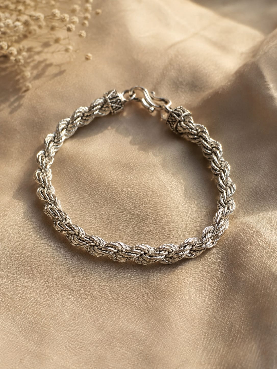 Twisted Hollow Pipe Sterling Silver Unisex Bracelet